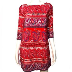 Old Navy Paisley Print Multicolored 3/4 Sleeve Shift Dress ~ Woman’s Size XS